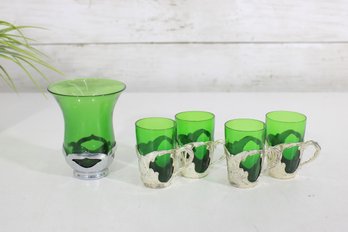 Farber Crystal 3.5'  (Chrome) Vase And Shot Glass 2.5'