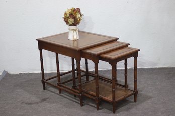 Vintage Bamboo-Style Nesting Tables  Elegant & Functional Set Of Three