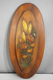 Vintage Hand-Carved Wooden Wall Plaque  22 H X 10 W  Botanical Relief Design