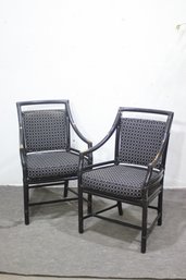 Pair Of Vintage Black Painted Bamboo Armchairs  Stylish & Unique