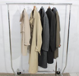 Rack S-Mens Coat & Trench Coat Lot  Classic Styles  Neutral Colors  Mixed Sizes