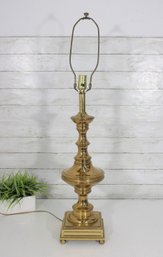 Vintage Brass Tone Table Lamp  Traditional Pedestal Column Accent Lamp W/ Square Base  26' Tall