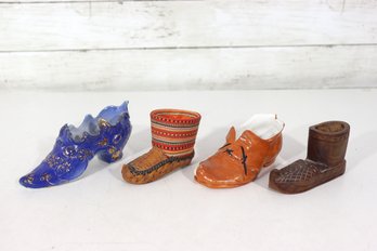 Vintage Miniature Shoe Figurines Lot  Ceramic & Resin Decorative Shoes (5 Pieces)