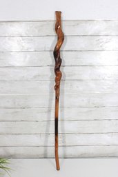 Hand Carved Twisted Wood Walking Stick / Cane  Rustic Natural Staff 36.5'