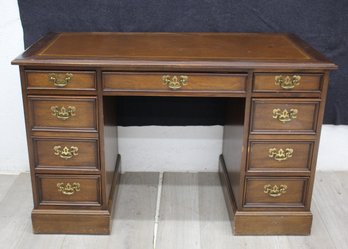Classic Leather Top Desk With Brass Hardware