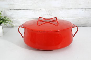 Vintage Dansk Red Enamel Cast Iron Dutch Oven With Lid  France 5' X 12' Round