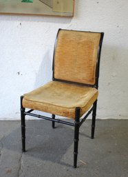 Black Faux Bamboo Chair With Rattan Seat