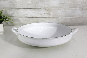 Dansk White Enamel Cast Iron Buffet Server / Casserole Dish  3.5' X 13' Round