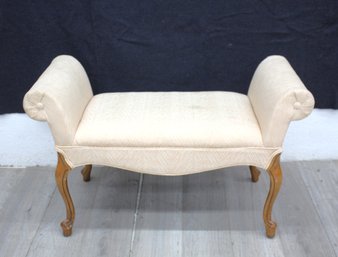 Upholstered Window Bench With Rolled Arms