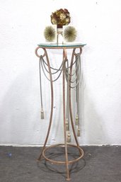 Vintage Iron & Glass  Pedestal Elegant Rope Tassel Detailing