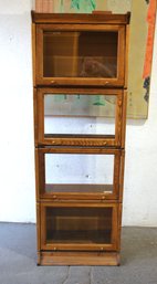 Vintage Golden Oak Barrister Stackable  Bookcase With Glass Doors