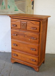 Rustic Farmhouse Oak Dresser With Hand-Carved Windmill Motif