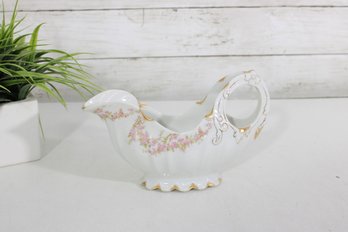 Vintage Camberton Gravy Boat 5' Floral Gold Trim White Porcelain Sauce Boat