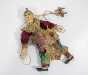 Antique Burmese Marionette Puppet Hand Carved Wood Figure Ornate Costume 18'
