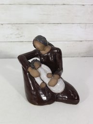 Vintage Mother & Child Pottery Sculpture  Signed AE  7' Tall