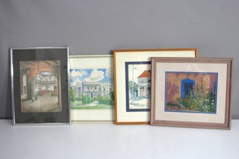 Lot Of 4 Framed Architectural & Landscape Prints  European Charm