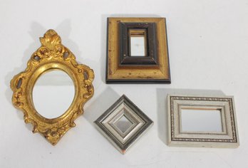 Vintage Mini Wall Mirrors Lot Ornate Gold Gilt Wood Frames Decorative Set Of 4