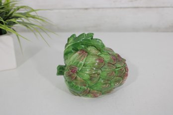 Vintage Italian Majolica Artichoke Bowl  Hand-Painted Ceramic 4' X 5'