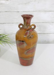 10.5' Shiwan Hand Made Pottery Vase Lemax China Double Handle Art Pottery
