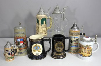 Vintage German & Collectible Beer Stein Lot  8-Piece Assortment