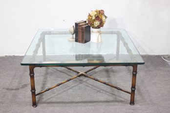 Vintage Faux Bamboo Glass-Top Coffee Table  Elegant & Timeless