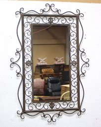 Metal Framed Wall Mirror  Vintage Scroll Design