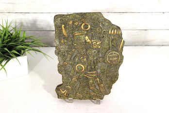 Original Adi-Mex Mixed Media Relief Plaque  Pre-Hispanic / Aztec-Inspired Wall Art  Mexico