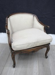 French Provincial Armchair With Carved Wooden Frame