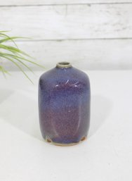 Larry Laslo For Mikasa Blue Glazed Pottery Bud Vase  4.5' Studio Ceramic