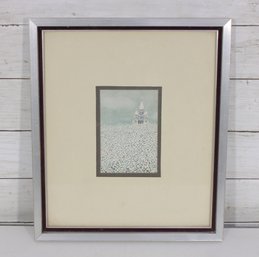 Framed Surreal Architectural Landscape Print  Floating Castle Mosaic Scene  Matted & Framed Wall Art