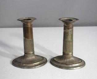 Pair Of 6' Vintage Silver-Plated Candlesticks  Elegant Fluted Design