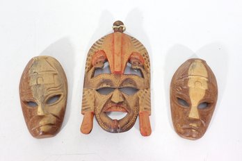 Hand-Carved Wooden Tribal Masks  African Style Wall Masks (Set Of 3)