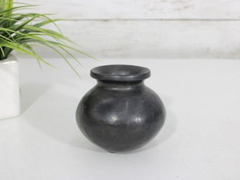 Vintage 4' Dona Rosa Oaxaca Black Pottery Vase  Mexican Barro Negro Folk Art
