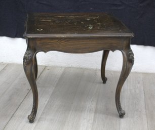 Antique Wooden Side Table With Elegant Cabriole Legs