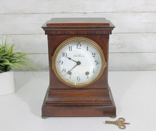 Vintage Seth Thomas Mantel Clock W/ Key  Classic Wooden Case, Mechanical Movement  11.5'