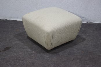 Modern Upholstered Square Ottoman  Neutral Beige Fabric