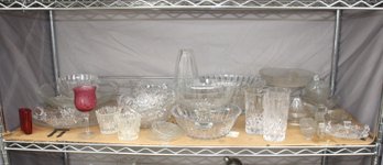Large Assortment Of Vintage Cut Glass & Pressed Glass Tableware