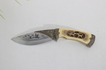 WMG 2006 Hunting Display Knife 9.5' Lab Pointer Dog Carved Handle Decorative Blade