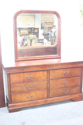 Wooden Dresser With Mirror & Queen Sleigh Bed Frame  Classic Bedroom Set