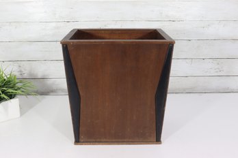 Vintage Wooden Wastebasket / Storage Bin  Mid-Century Style  13.5' Tall