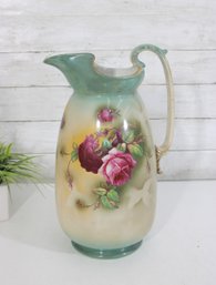 14' Vintage John Tams Pottery Floral Pitcher Made In England Hand Painted Large Jug