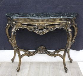 Antique Style Ornate Console Table With Marble Top