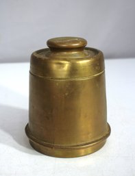 Vintage 6 Solid Brass Lidded Container  Heavy Patina Storage Canister