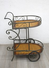 Rattan/Metal Serving Cart Or Plant Stand