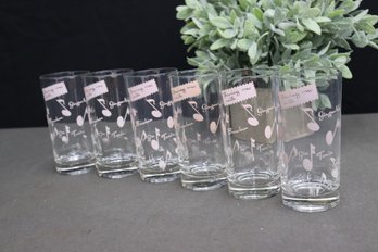 Set Of Six MCM Madmen-style Cheeky Cocktail Request Graphic Highball Glasses