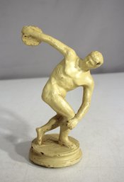 Vintage 7 Cast Metal Discus Thrower Statue  Classical Greek Athlete