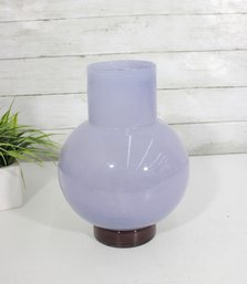 Modern Lavender Art Glass Vase With Rounded Form  10.5'