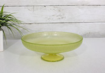 Vintage Green Depression Glass Compote Pedestal Bowl  8' Round X 3' H