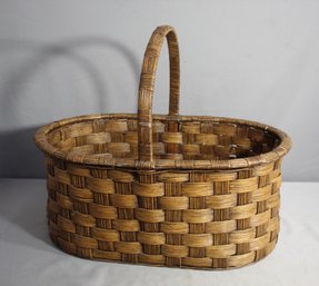 Rustic Woven Wicker Basket With Handle