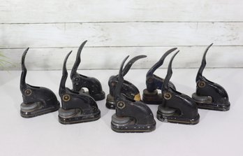 Vintage Cast Iron Seal Press Lot  Desk Embossers / Paper Seal Presses (Set Of 8)